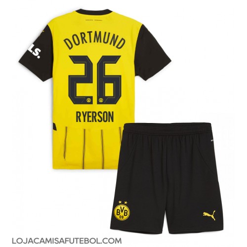 Camisa de Futebol Borussia Dortmund Julian Ryerson #26 Equipamento Principal Infantil 2024-25 Manga Curta (+ Calças curtas)